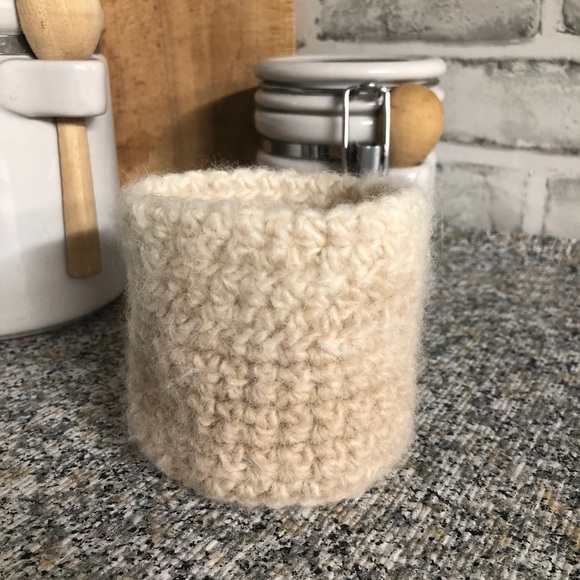 Crochet Coffee Cup Cozy Eco Friendly and Handmade with Natural Wool - Picture 6 of 12